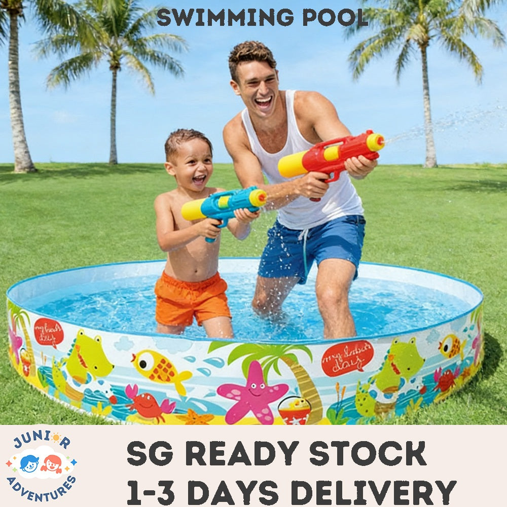 Ocean Park Theme Kids Paddling Pool, Inflation-Free Foldable Pool Toys, Indoor & Outdoor Children's Water Play Tub