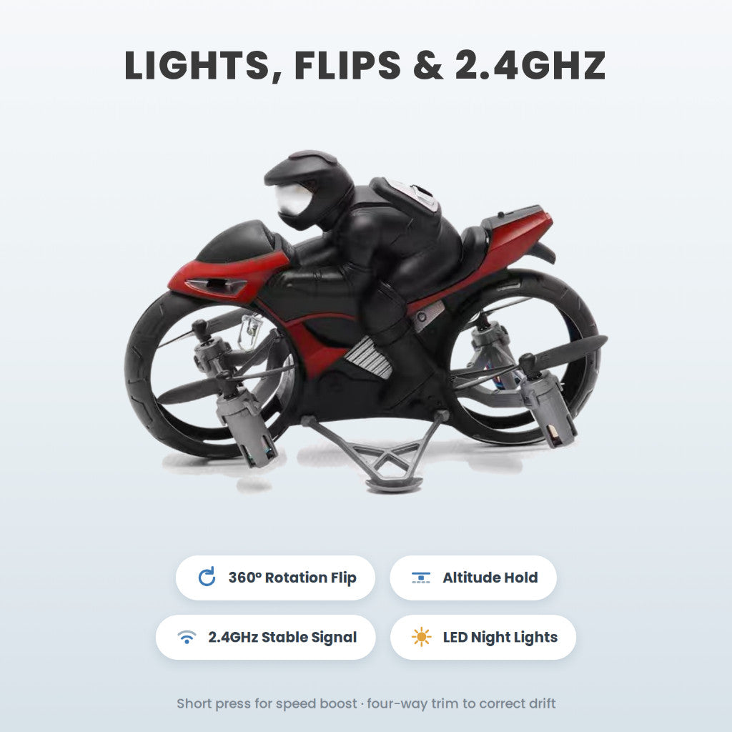 R/C Flying Motorcycle AF903 Mini Drone Remote Control Bike 2.4GHz 360 Flip LED Altitude Hold Toy for Kids Teens Gift