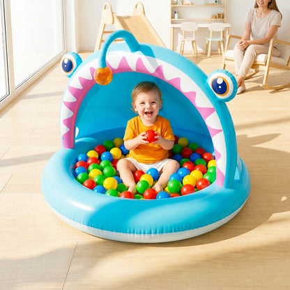 Angler Fish Baby Pool Inflatable Swimming Pool for Kids Toddler Paddling Pool with Sunshade Outdoor Water Play