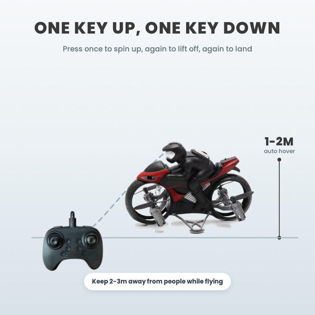 R/C Flying Motorcycle AF903 Mini Drone Remote Control Bike 2.4GHz 360 Flip LED Altitude Hold Toy for Kids Teens Gift