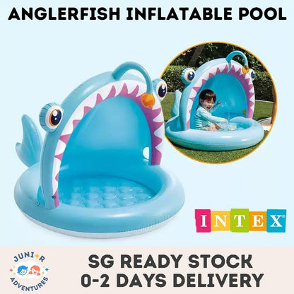 Angler Fish Baby Pool Inflatable Swimming Pool for Kids Toddler Paddling Pool with Sunshade Outdoor Water Play
