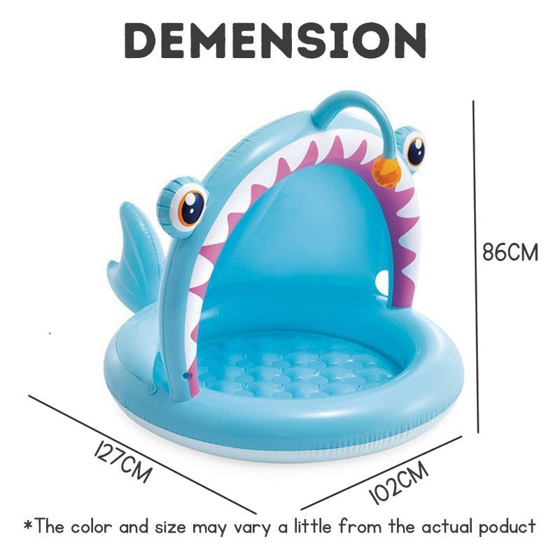 Angler Fish Baby Pool Inflatable Swimming Pool for Kids Toddler Paddling Pool with Sunshade Outdoor Water Play