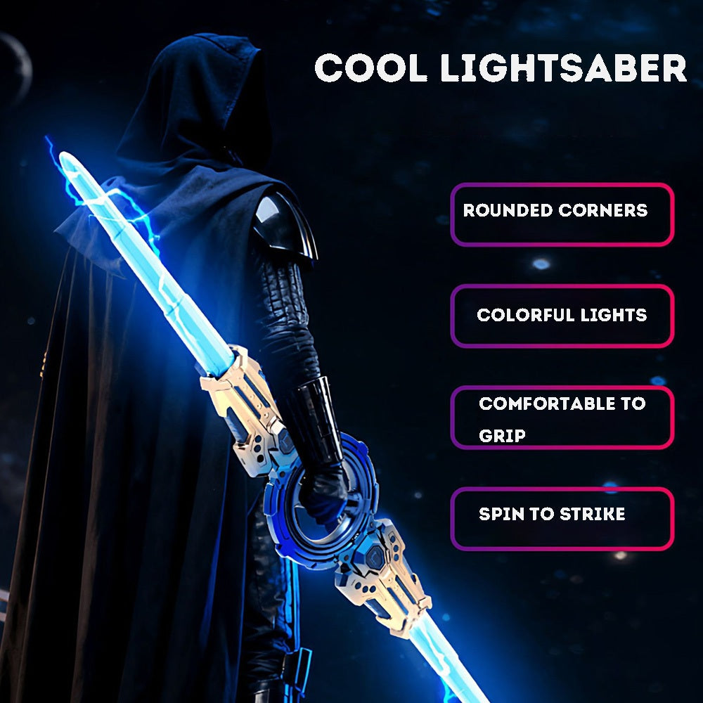 Laser Toy Rotating Telescopic Lightsaber Cool Sound Light Double Bladed Sword Spiral Toy Boys' Toy
