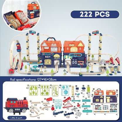 DIY Rail Train Toy Electric Railway Track with Assembly Gliding Track Portable Storage Educational Toy