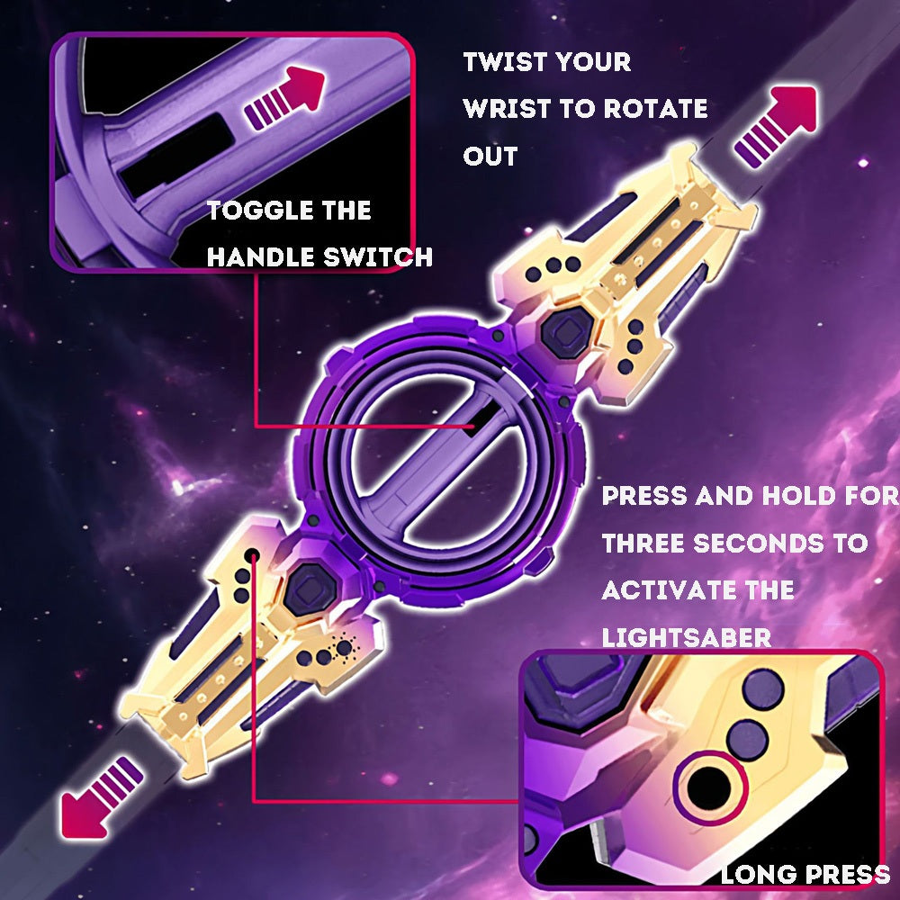 Laser Toy Rotating Telescopic Lightsaber Cool Sound Light Double Bladed Sword Spiral Toy Boys' Toy