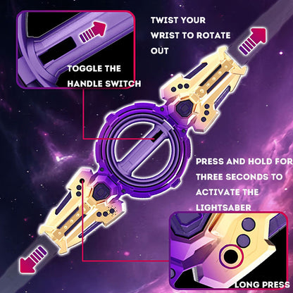 Laser Toy Rotating Telescopic Lightsaber Cool Sound Light Double Bladed Sword Spiral Toy Boys' Toy