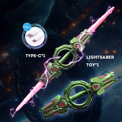 Laser Toy Rotating Telescopic Lightsaber Cool Sound Light Double Bladed Sword Spiral Toy Boys' Toy