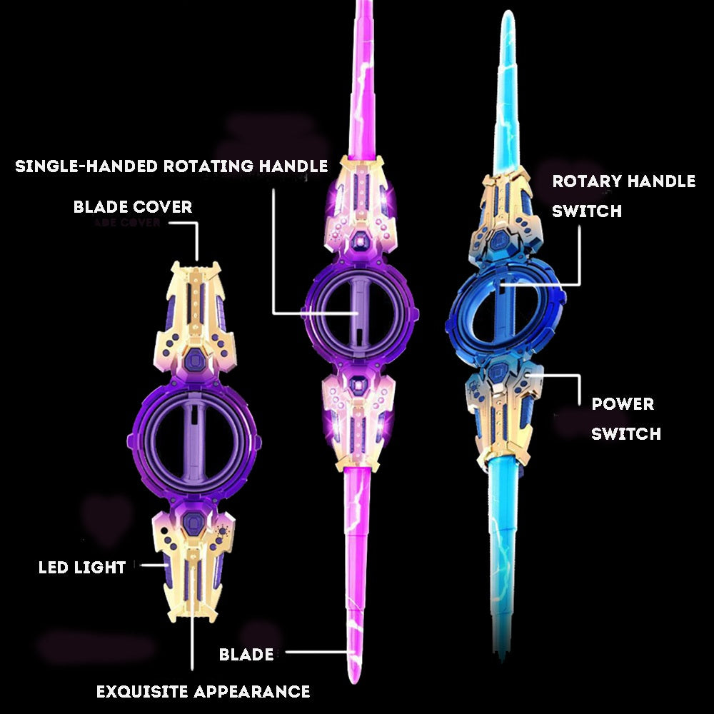 Laser Toy Rotating Telescopic Lightsaber Cool Sound Light Double Bladed Sword Spiral Toy Boys' Toy