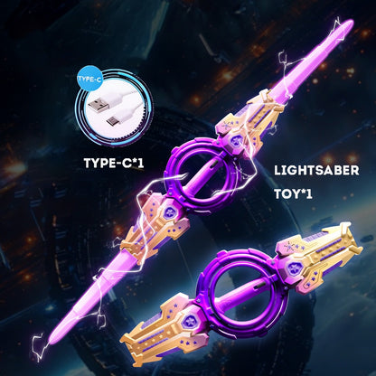 Laser Toy Rotating Telescopic Lightsaber Cool Sound Light Double Bladed Sword Spiral Toy Boys' Toy