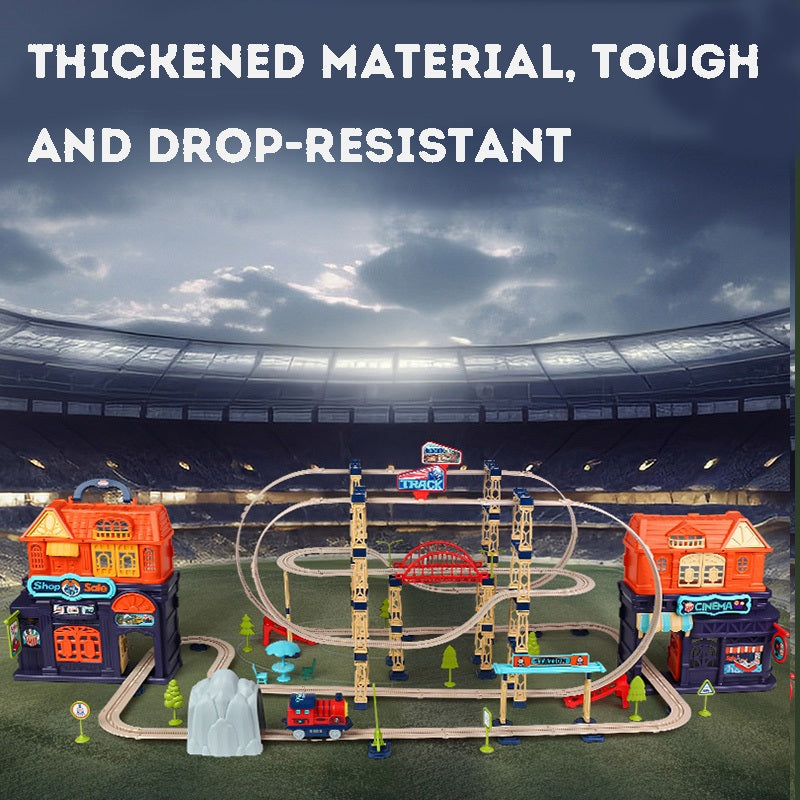 DIY Rail Train Toy Electric Railway Track with Assembly Gliding Track Portable Storage Educational Toy