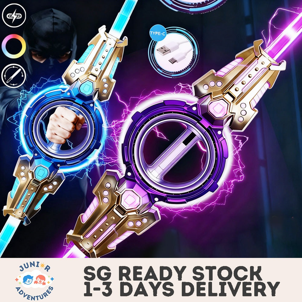 Laser Toy Rotating Telescopic Lightsaber Cool Sound Light Double Bladed Sword Spiral Toy Boys' Toy