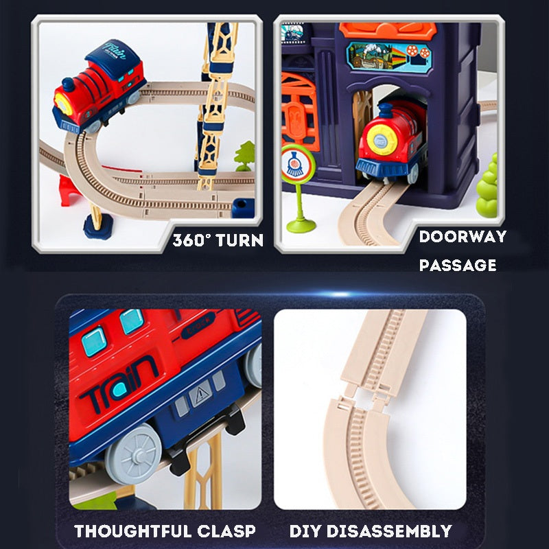 DIY Rail Train Toy Electric Railway Track with Assembly Gliding Track Portable Storage Educational Toy