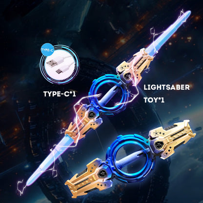 Laser Toy Rotating Telescopic Lightsaber Cool Sound Light Double Bladed Sword Spiral Toy Boys' Toy