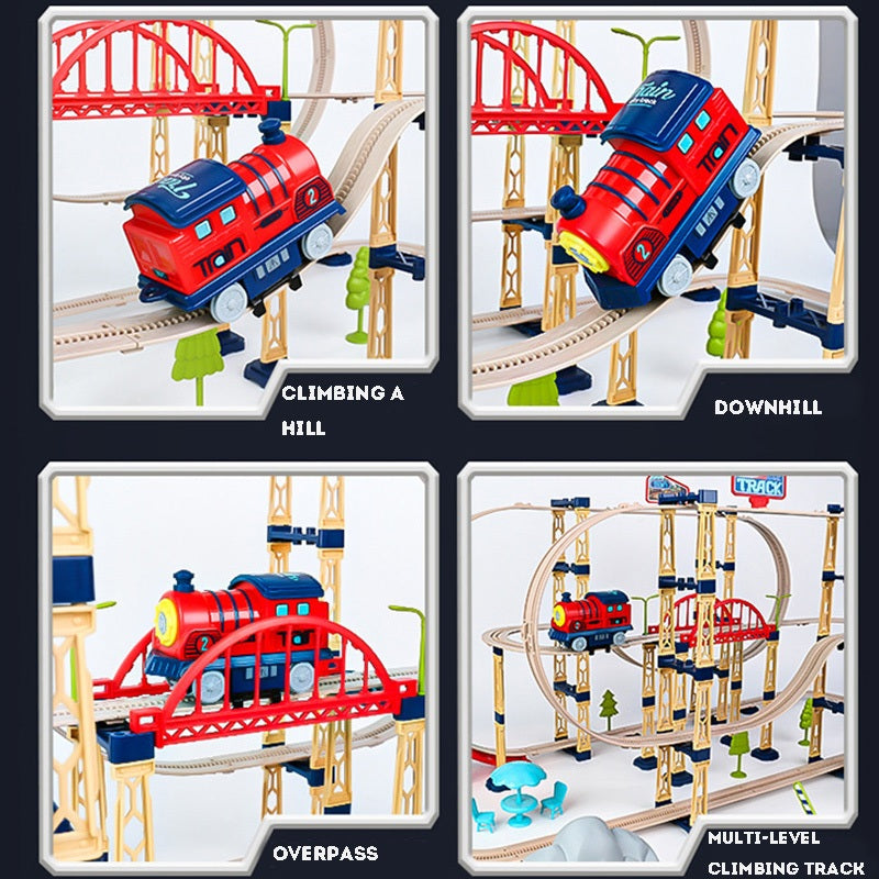 DIY Rail Train Toy Electric Railway Track with Assembly Gliding Track Portable Storage Educational Toy
