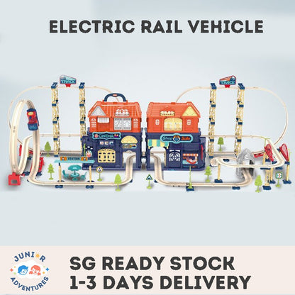 DIY Rail Train Toy Electric Railway Track with Assembly Gliding Track Portable Storage Educational Toy