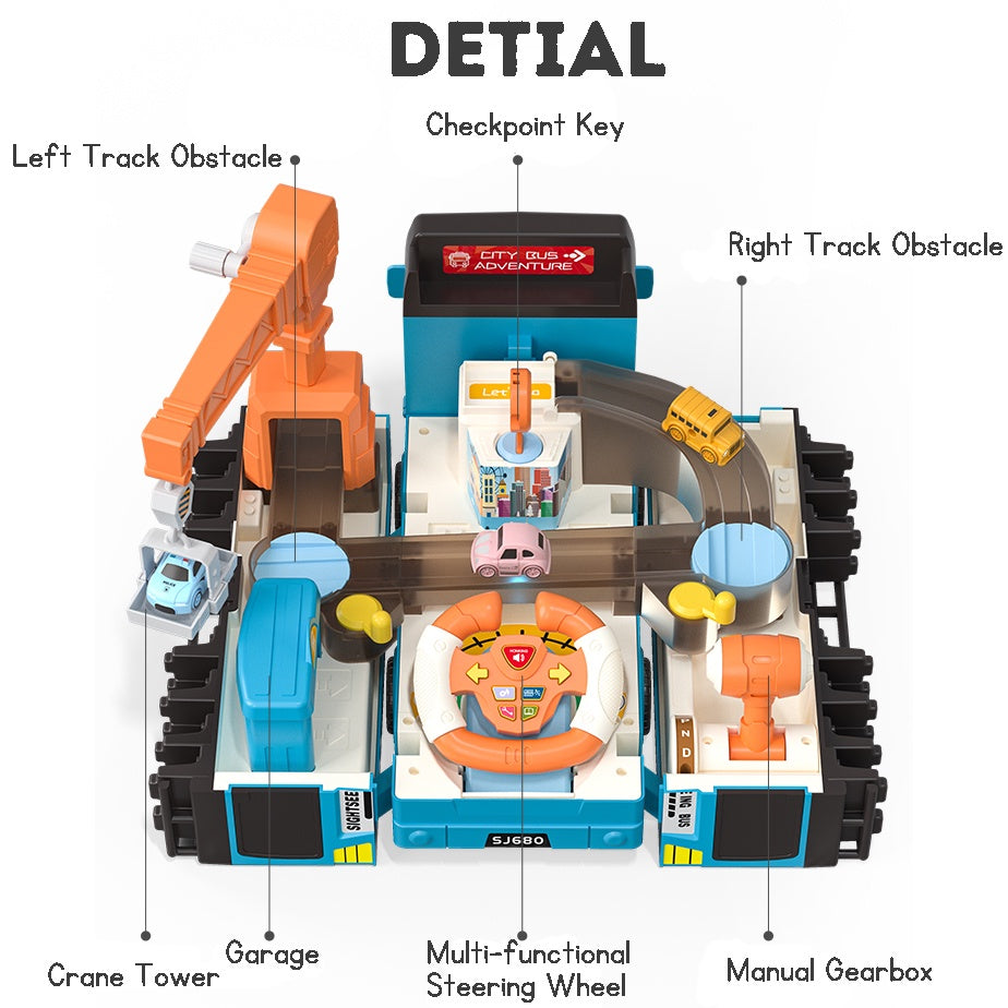 Bus Toy with Sound and Light, Simulation Steering Wheel Gear Toy, Toddlers Bus Toys with Music Education Knowledge