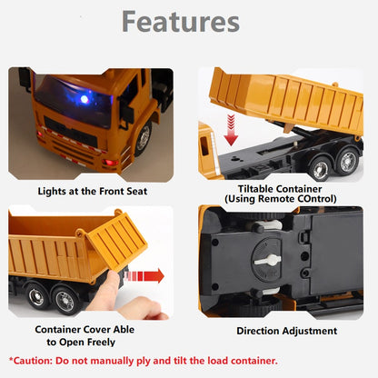 Remote Control Construction Dump Truck or Sand Truck RC Truck Toy for Kids Christmas Birthday Gift