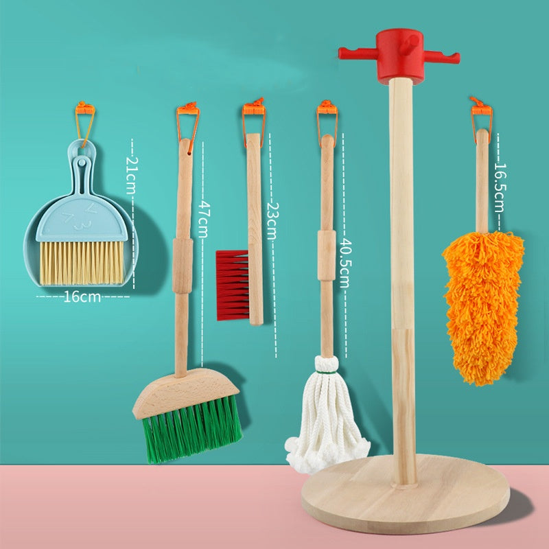 Labor Day Children's Pretend Cleaning Broom Set 6-Piece, Home Hygiene and Cleanliness Developing Toy