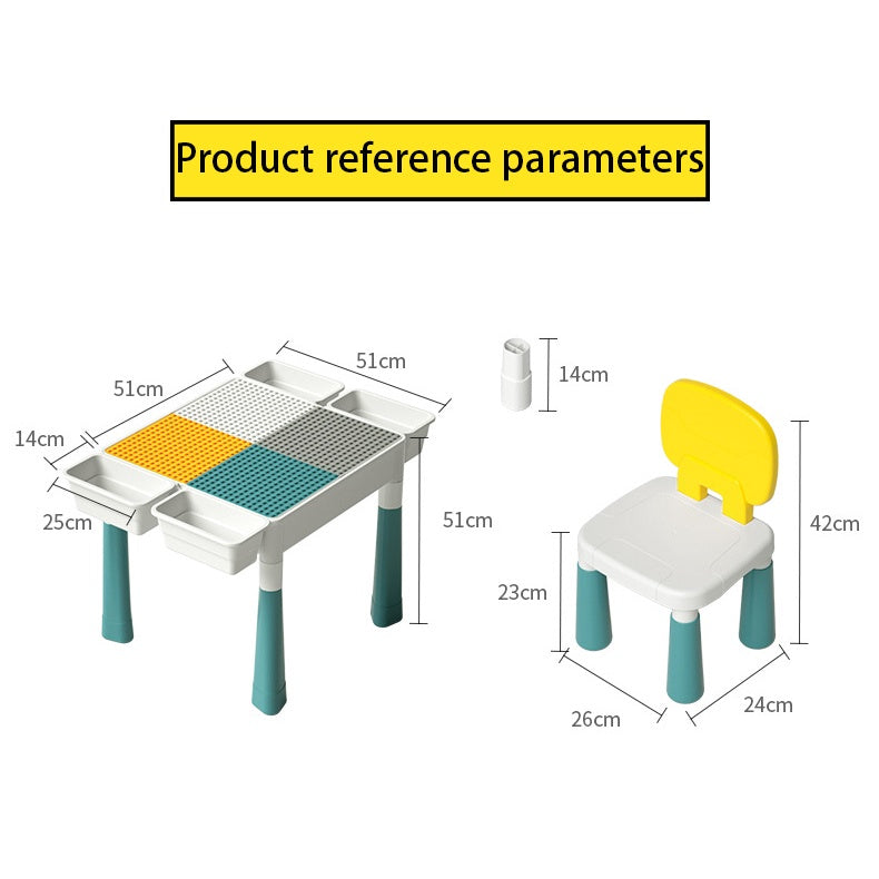 SG Delivery 5 In 1 Block Toy Table- Building Block Game Table, Study Desk, Storage Table, Dining Table, Play Sand Table