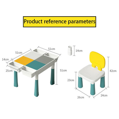 SG Delivery 5 In 1 Block Toy Table- Building Block Game Table, Study Desk, Storage Table, Dining Table, Play Sand Table