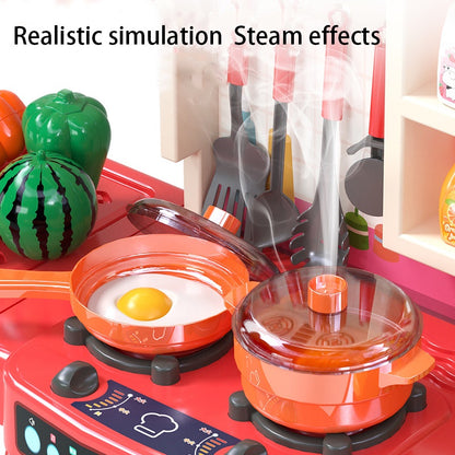 Play Kitchen with Realistic Lights & Sounds, Simulation of Spray, Play Sink with Running Water, Dessert Shelf Toy