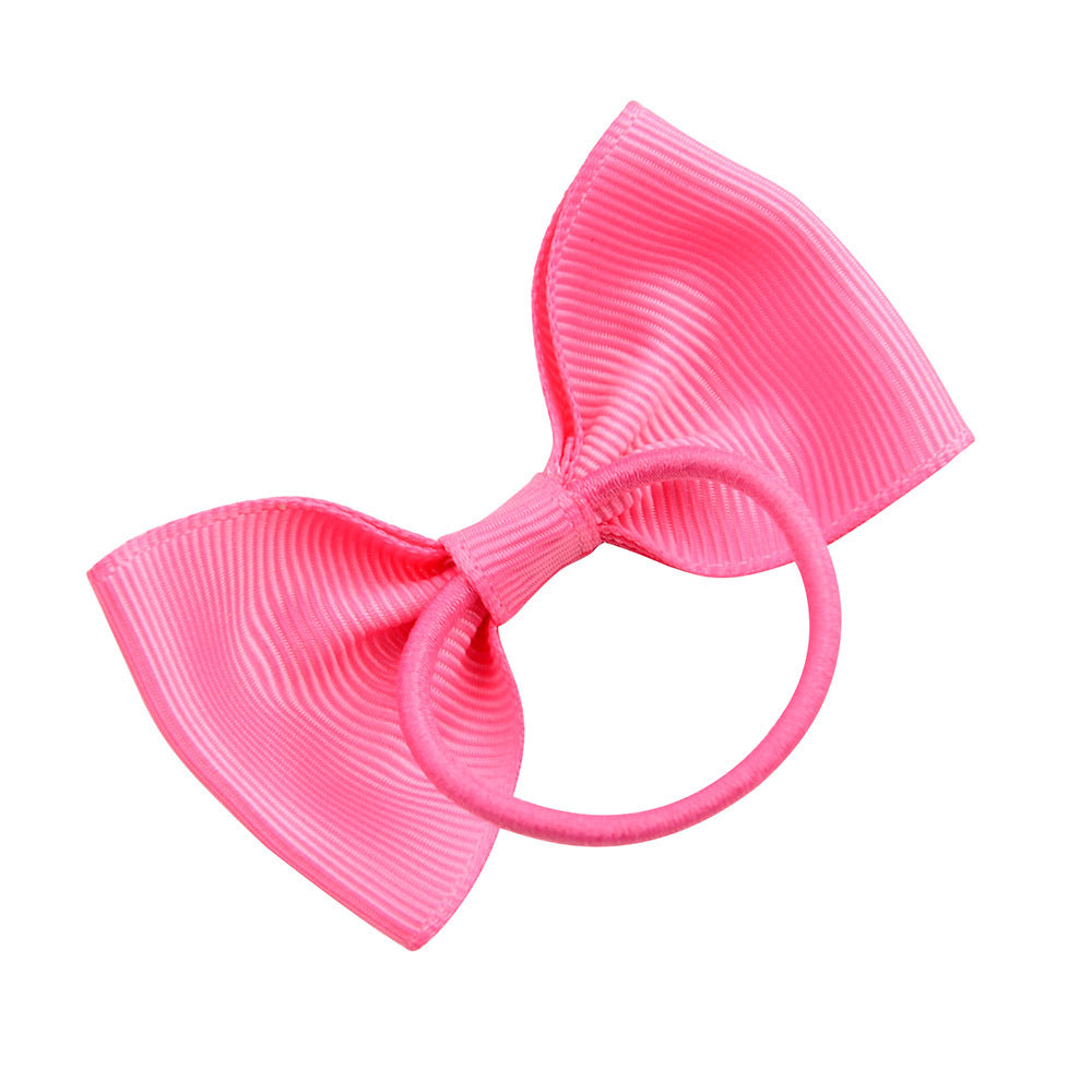 European and American Style Children's Solid Color Elastic Hair Ties with Cute Butterfly Bow.