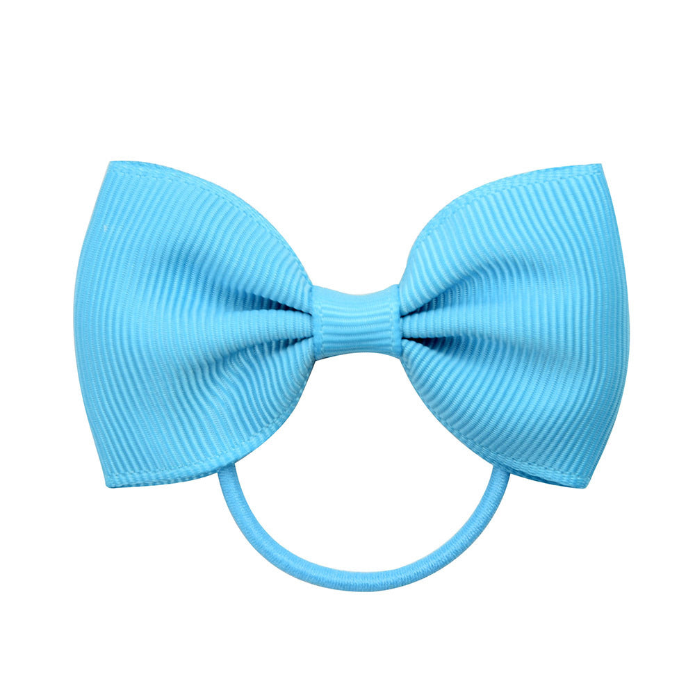 European and American Style Children's Solid Color Elastic Hair Ties with Cute Butterfly Bow.