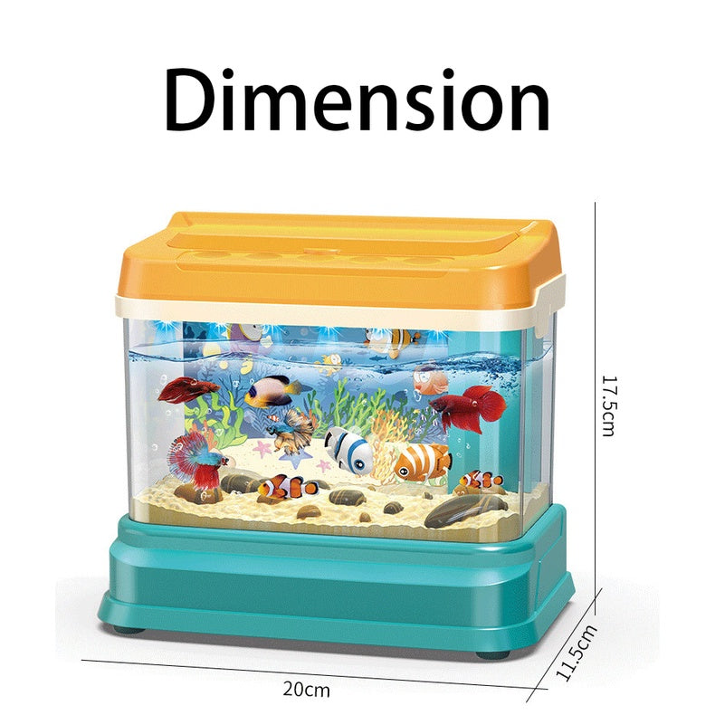 Simulated Fishing Feeding Fish Tank Toy with Music Light and Water Circulation System