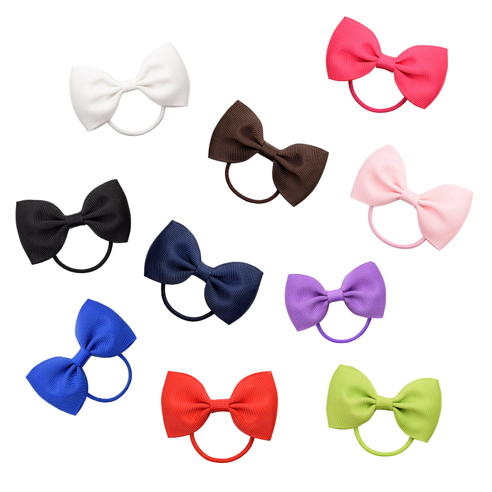 European and American Style Children's Solid Color Elastic Hair Ties with Cute Butterfly Bow.