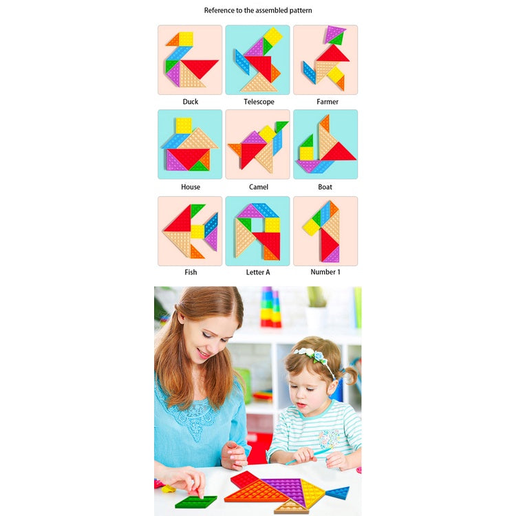 Large Size Tangram Puzzle Pop It Fidget Educational Toys Develop Baby's Creativity SG Local Delivery