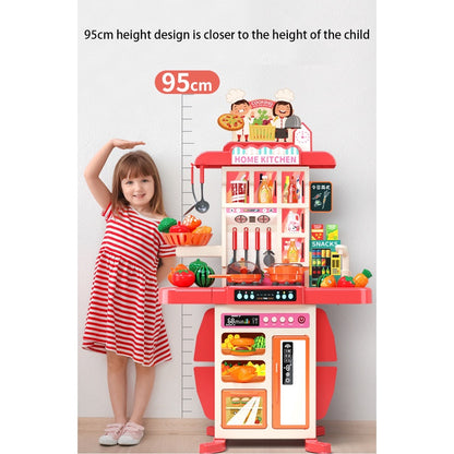 Play Kitchen with Realistic Lights & Sounds, Simulation of Spray, Play Sink with Running Water, Dessert Shelf Toy