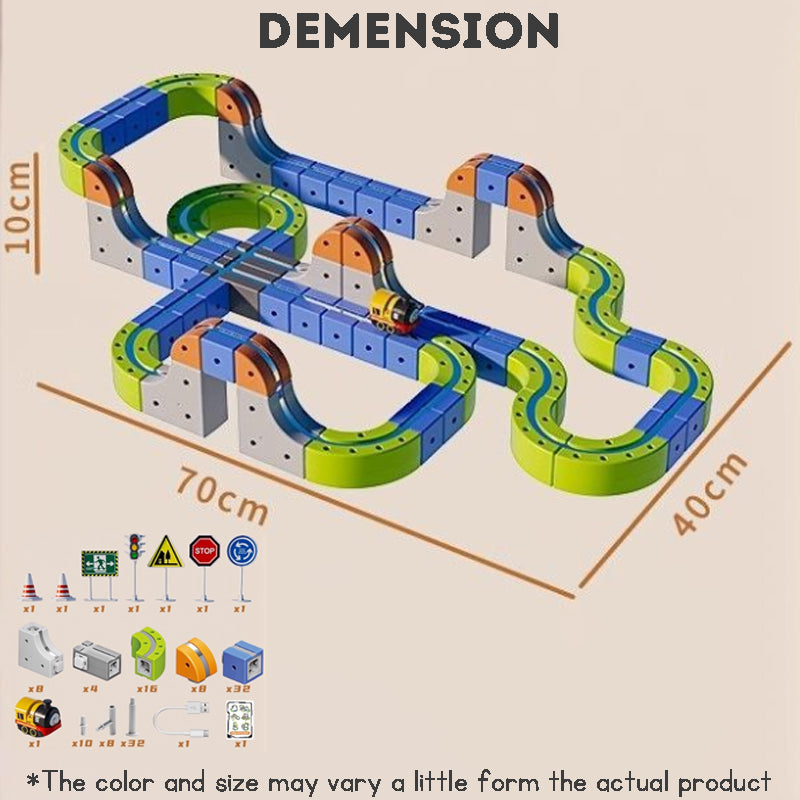 Kid's Magnetic Tiles Track  Electric Train Track Toy  Free Assembly Building Blocks Set Kid's Birthday Gift