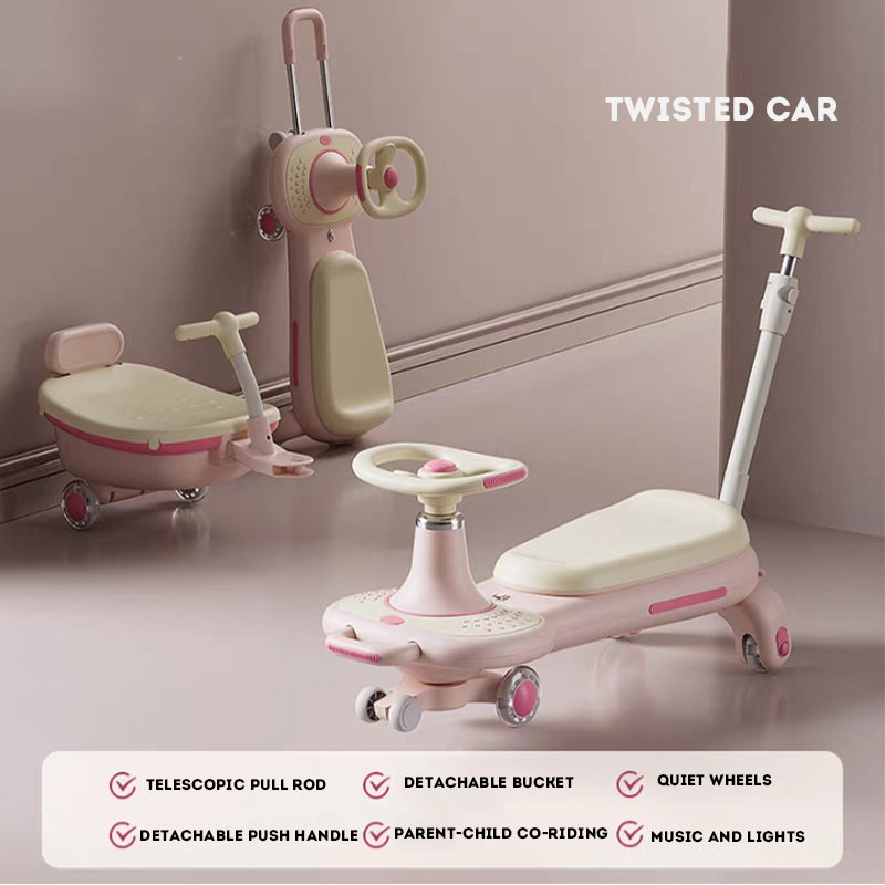 Kids Twisting Car Ride-On Toy – Baby Spinning Car with Music & Lights, Ideal Birthday Gift