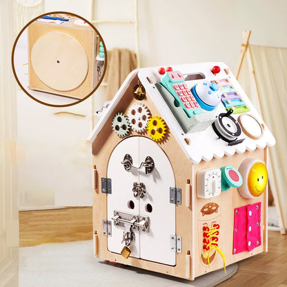 Baby Early Education Wooden Toys Baby Busy House DIY Children's Multi functional Toy