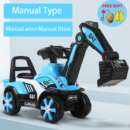 Rechargeable Electric Excavator Ride-On Toy – Manual & Battery Operated Digger for Kids, SG Local Delivery