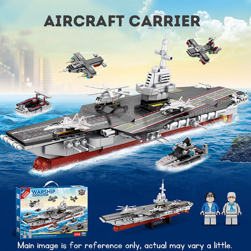 Building block battleship set military aircraft carrier model blocks suitable for both adults kids toys set