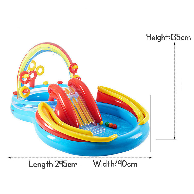 Round Inflatable Crocodile Pool with Kid's Slide Outdoor Play Pool Swimming Pool and Ocean Ball Pit