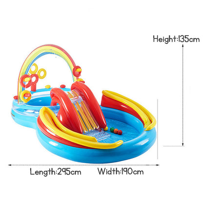 Round Inflatable Crocodile Pool with Kid's Slide Outdoor Play Pool Swimming Pool and Ocean Ball Pit