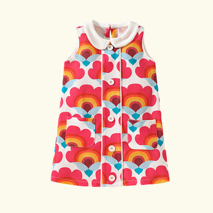 Kid's Polyester sleeveless collar Dress Summer European and American style floral dress 2-5Years Old