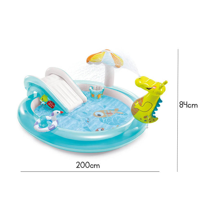 Crocodile Park Inflatable Pool with Water Slide Outdoor Pool Inflatable Castle Pool Kids' Splash Pool Summer Baby Swimming