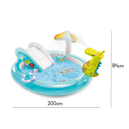 Crocodile Park Inflatable Pool with Water Slide Outdoor Pool Inflatable Castle Pool Kids' Splash Pool Summer Baby Swimming