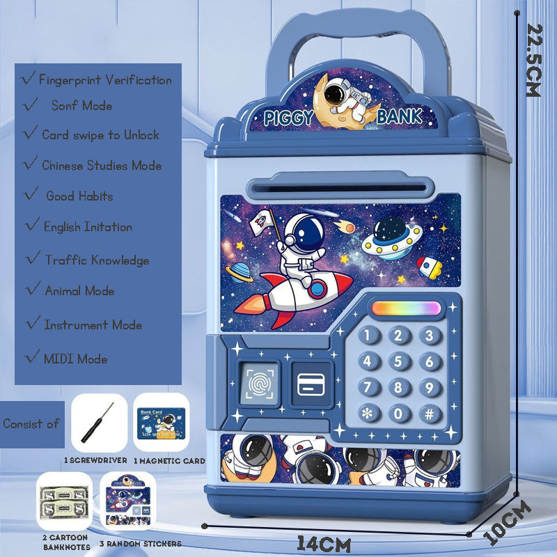 ATM Bank Savings Box Fingerprint Money Savings Box Coin Machine Children's Multi functional Safe Box