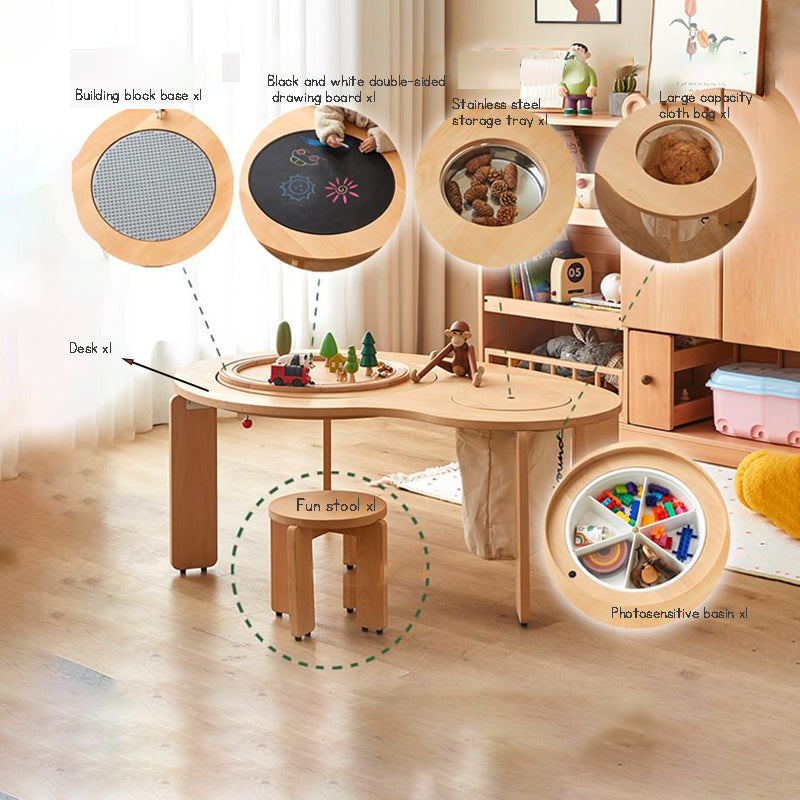 Solid Wood Children's Desk Game Desk Toy Baby Toy Table Activity Table Sensory Toy