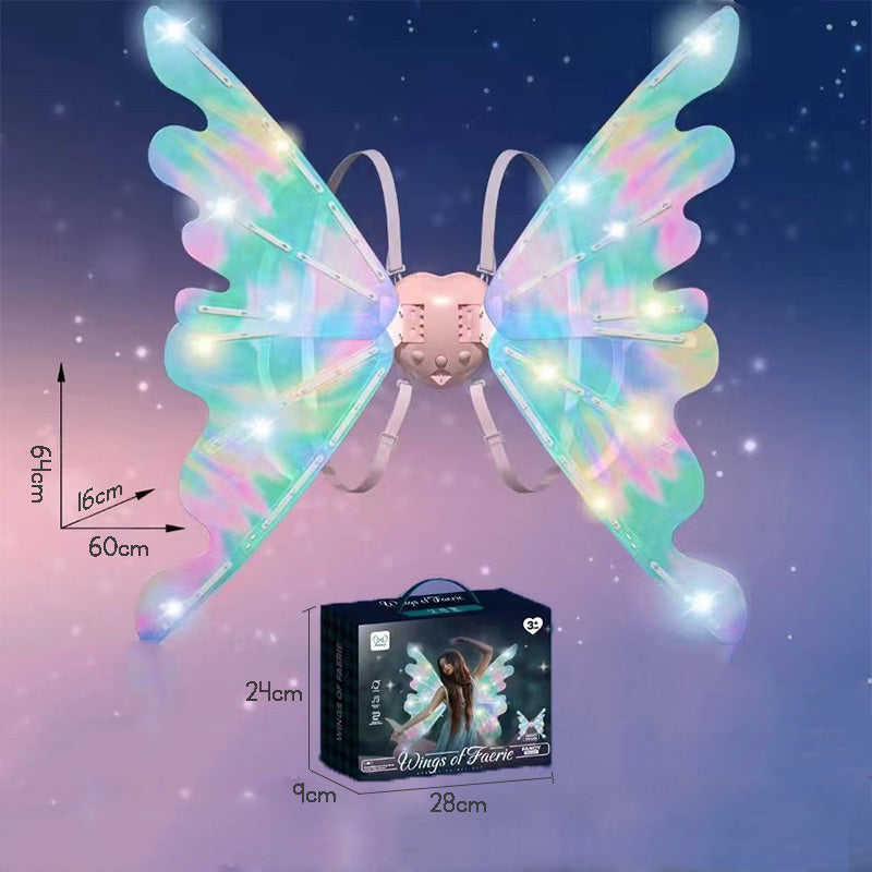 Girl's Electric Butterfly Wings Light-Up Toy with Music Fairy Wings Christmas Performance Prop