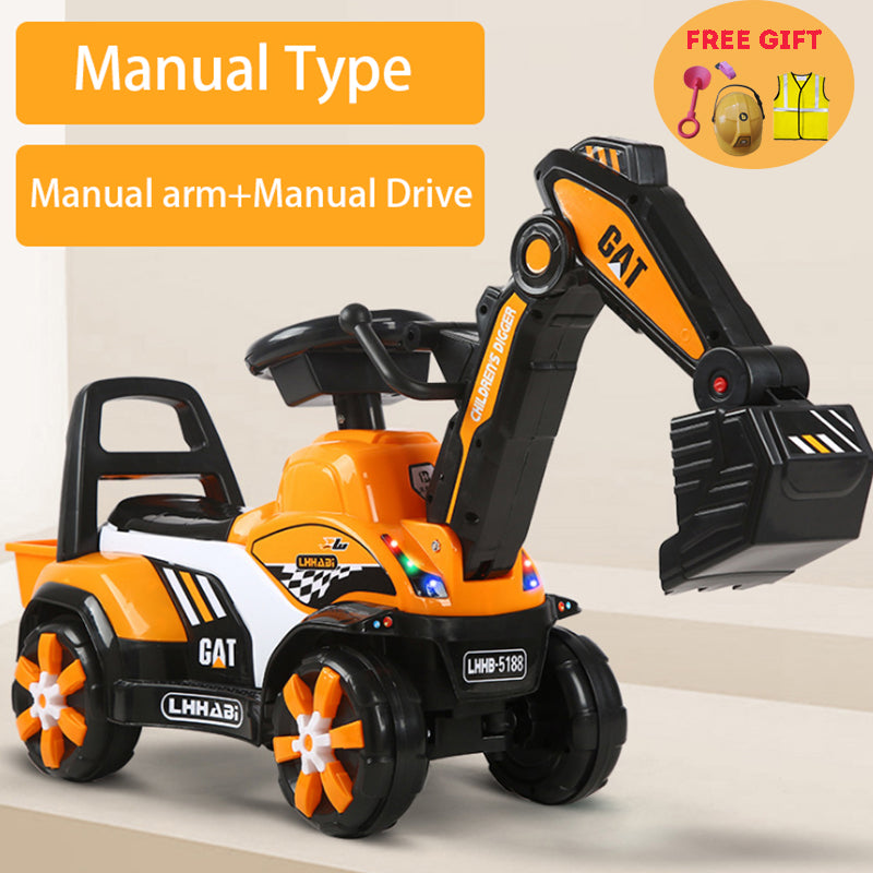 Rechargeable Electric Excavator Ride-On Toy – Manual & Battery Operated Digger for Kids, SG Local Delivery