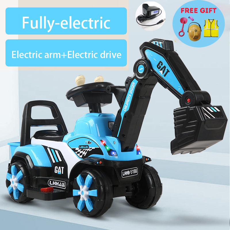Rechargeable Electric Excavator Ride-On Toy – Manual & Battery Operated Digger for Kids, SG Local Delivery