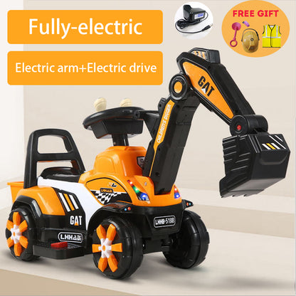 Rechargeable Electric Excavator Ride-On Toy – Manual & Battery Operated Digger for Kids, SG Local Delivery