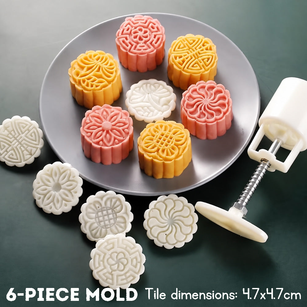 Children's Mid-Autumn Festival Pretend Playdough Mooncake Play Dough Embossing Mold Combo Set Creative Toy
