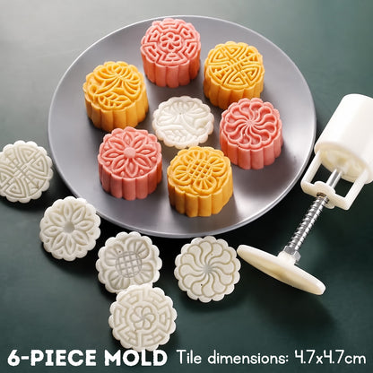 Children's Mid-Autumn Festival Pretend Playdough Mooncake Play Dough Embossing Mold Combo Set Creative Toy