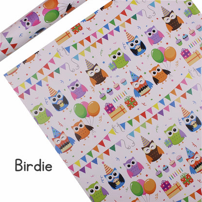 Gift wrapping service with cartoon birthday present wrapping paper sheets, kindergarten craft paper